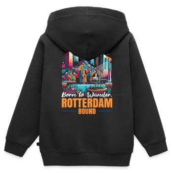 Rotterdam Niederlande Reisen Ich liebe Rotterdam - Kinder Premium Organic Zip Hoodie - Schwarz - Hinten - AI Model Kid Male (0cm)