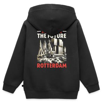 Rotterdam Pays-Bas Voyage J’aime Rotterdam - Sweat Premium à capuche zippé enfant bio - noir - Dos - AI Model Kid Male (0cm)