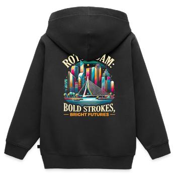 Rotterdam Niederlande Reisen Ich liebe Rotterdam - Kinder Premium Organic Zip Hoodie - Schwarz - Hinten - AI Model Kid Male (0cm)