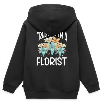Designer floral Fleuriste Fleuriste Fleuriste - Sweat Premium à capuche zippé enfant bio - noir - Dos - AI Model Kid Male (0cm)