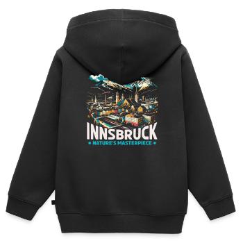 Innsbruck Österreich Reisen Urlaub Österreich - Kinder Premium Organic Zip Hoodie - Schwarz - Hinten - AI Model Kid Male (0cm)