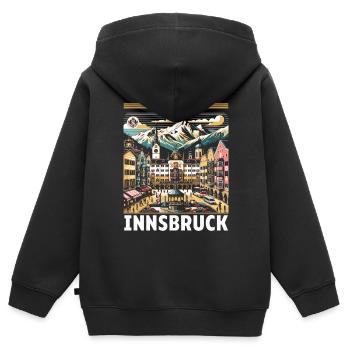 Innsbruck Österreich Reisen Urlaub Österreich - Kinder Premium Organic Zip Hoodie - Schwarz - Hinten - AI Model Kid Male (0cm)