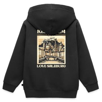 Salzburg Österreich Reisen Urlaubsland Österreich - Kinder Premium Organic Zip Hoodie - Schwarz - Hinten - AI Model Kid Male (0cm)
