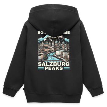 Salzburg Österreich Reisen Urlaubsland Österreich - Kinder Premium Organic Zip Hoodie - Schwarz - Hinten - AI Model Kid Male (0cm)