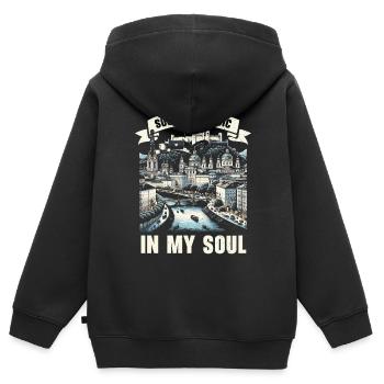 Salzburg Österreich Reisen Urlaubsland Österreich - Kinder Premium Organic Zip Hoodie - Schwarz - Hinten - AI Model Kid Male (0cm)