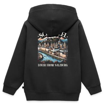 Salzburg Österreich Reisen Urlaubsland Österreich - Kinder Premium Organic Zip Hoodie - Schwarz - Hinten - AI Model Kid Male (0cm)