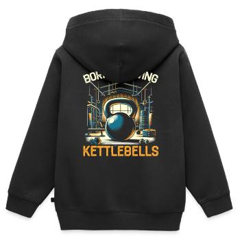 Kettlebell Workout Fitness Journey Bodybuilder - Kinder Premium Organic Zip Hoodie - Schwarz - Hinten - AI Model Kid Male (0cm)
