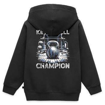Kettlebell Workout Fitness Journey Bodybuilder - Kinder Premium Organic Zip Hoodie - Schwarz - Hinten - AI Model Kid Male (0cm)