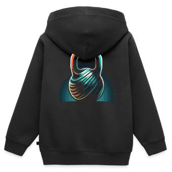 Kettlebell Workout Fitness Journey Bodybuilder - Kinder Premium Organic Zip Hoodie - Schwarz - Hinten - AI Model Kid Male (0cm)