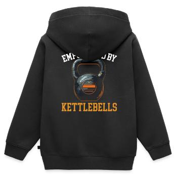 Kettlebell Workout Fitness Journey Bodybuilder - Kinder Premium Organic Zip Hoodie - Schwarz - Hinten - AI Model Kid Male (0cm)