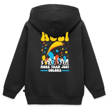 Happy Holi Greetings Hinduism Indian Festival - Kids Premium Organic Zip-up Hoodie - black - Back - AI Model Kid Male (0cm)