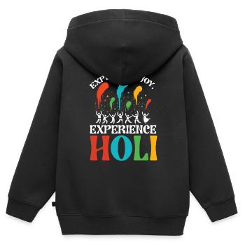 Happy Holi Greetings Hinduism Indian Festival - Kids Premium Organic Zip-up Hoodie - black - Back - AI Model Kid Male (0cm)