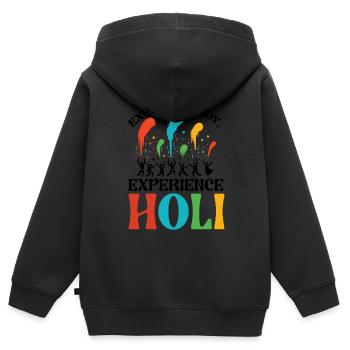 Happy Holi Greetings Hinduism Indian Festival - Kids Premium Organic Zip-up Hoodie - black - Back - AI Model Kid Male (0cm)