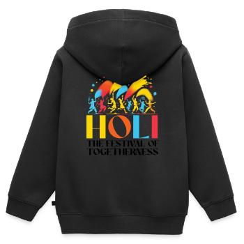 Happy Holi Greetings Hinduism Indian Festival - Kids Premium Organic Zip-up Hoodie - black - Back - AI Model Kid Male (0cm)