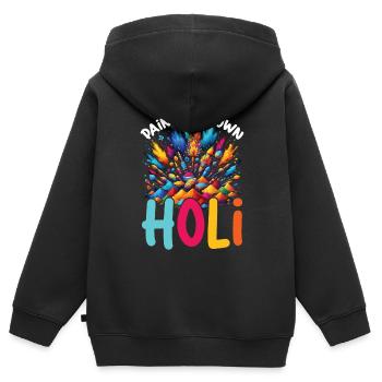 Happy Holi Grüße Hinduismus Indisches Fest - Kinder Premium Organic Zip Hoodie - Schwarz - Hinten - AI Model Kid Male (0cm)