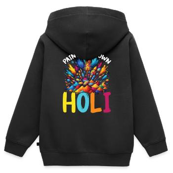 Happy Holi Greetings Hinduism Indian Festival - Kids Premium Organic Zip-up Hoodie - black - Back - AI Model Kid Male (0cm)