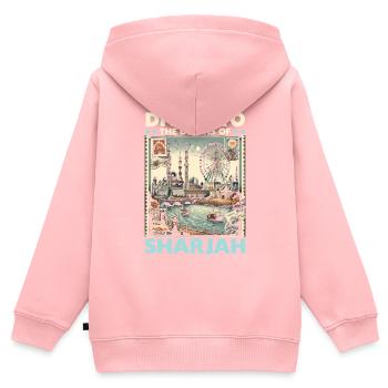 Sharjah UAE Travel Vacation United Arab Emirates - Kids Premium Organic Zip-up Hoodie - rose - Back - AI Model Kid Female (0cm)