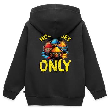 Happy Holi Grüße Hinduismus Indisches Fest - Kinder Premium Organic Zip Hoodie - Schwarz - Hinten - AI Model Kid Male (0cm)