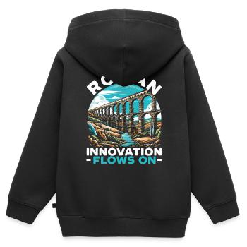 Aqueducs romains Ingénierie romaine Rome antique - Sweat Premium à capuche zippé enfant bio - noir - Dos - AI Model Kid Male (0cm)