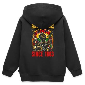 Proclamation d’émancipation African Juneteenth - Sweat Premium à capuche zippé enfant bio - noir - Dos - AI Model Kid Male (0cm)