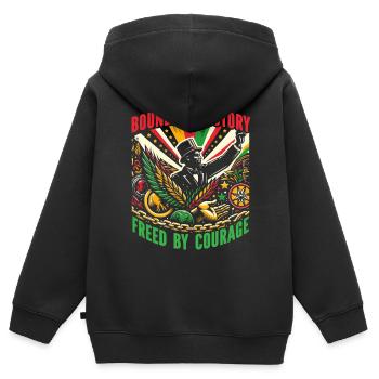 Proclamation d’émancipation African Juneteenth - Sweat Premium à capuche zippé enfant bio - noir - Dos - AI Model Kid Male (0cm)