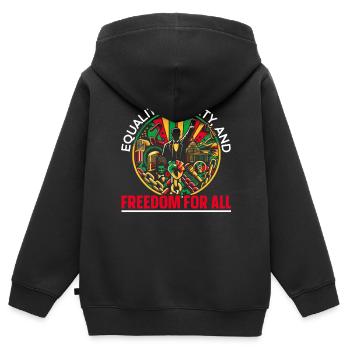 Proclamation d’émancipation African Juneteenth - Sweat Premium à capuche zippé enfant bio - noir - Dos - AI Model Kid Male (0cm)