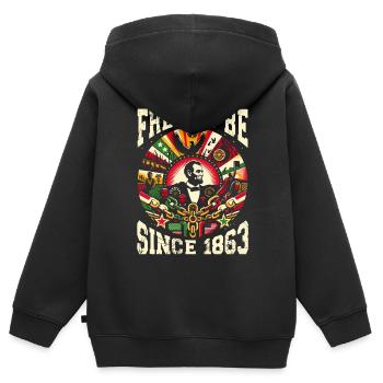 Proclamation d’émancipation African Juneteenth - Sweat Premium à capuche zippé enfant bio - noir - Dos - AI Model Kid Male (0cm)