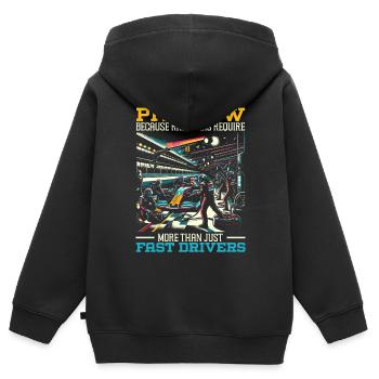 Pit Crew Course de voitures Course Piste de course Sport automobile - Sweat Premium à capuche zippé enfant bio - noir - Dos - AI Model Kid Male (0cm)