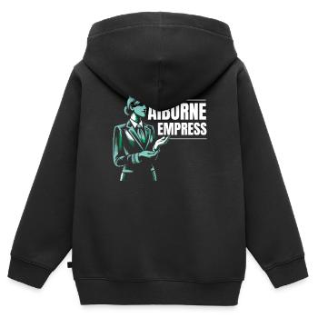 Hôtesse de l’air Hôtesse de l’air - Sweat Premium à capuche zippé enfant bio - noir - Dos - AI Model Kid Male (0cm)