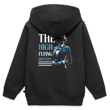 Flugbegleiterin, Flugbegleiterin, Stewardess - Kinder Premium Organic Zip Hoodie - Schwarz - Hinten - AI Model Kid Male (0cm)