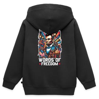 Proclamation d’émancipation Black Pride Juneteenth - Sweat Premium à capuche zippé enfant bio - noir - Dos - AI Model Kid Male (0cm)