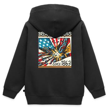 Proclamation d’émancipation Black Pride Juneteenth - Sweat Premium à capuche zippé enfant bio - noir - Dos - AI Model Kid Male (0cm)