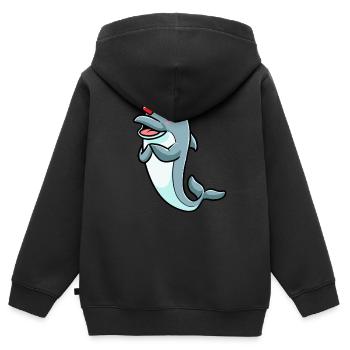 Émoticône de dauphin - Sweat Premium à capuche zippé enfant bio - noir - Dos - AI Model Kid Male (0cm)