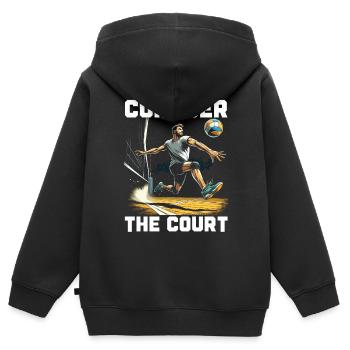 Hallenvolleyball Liebhaber Sport Volleyballspieler - Kinder Premium Organic Zip Hoodie - Schwarz - Hinten - AI Model Kid Male (0cm)