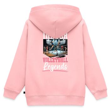 Amateur de volley-ball en salle Joueur de volley-ball sportif - Sweat Premium à capuche zippé enfant bio - rose - Dos - AI Model Kid Female (0cm)