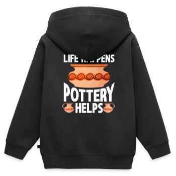 Keramikkünstler Ton Töpfern - Kinder Premium Organic Zip Hoodie - Schwarz - Hinten - AI Model Kid Male (0cm)