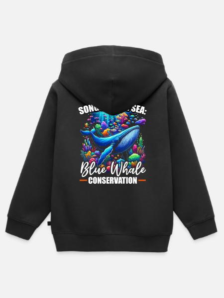 Endangered Species Blue Whale Animal Rights - Kids Premium Organic Zip-up Hoodie - black