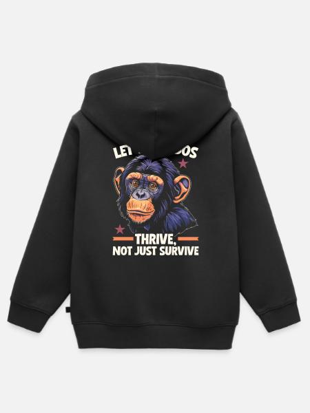 Endangered Species Bonobo Tierrechtsaktivist - Kinder Premium Organic Zip Hoodie - Schwarz