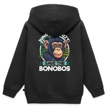 Endangered Species Bonobo Tierrechtsaktivist - Kinder Premium Organic Zip Hoodie - Schwarz - Hinten - AI Model Kid Male (0cm)