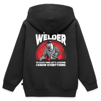 Schweißer Schweißen - Kinder Premium Organic Zip Hoodie - Schwarz - Hinten - AI Model Kid Male (0cm)