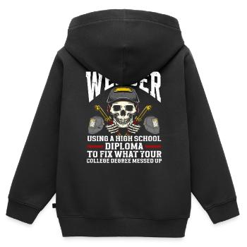 Schweißer Schweißen - Kinder Premium Organic Zip Hoodie - Schwarz - Hinten - AI Model Kid Male (0cm)