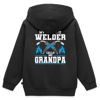 Schweißer Schweißen - Kinder Premium Organic Zip Hoodie - Schwarz - Hinten - AI Model Kid Male (0cm)