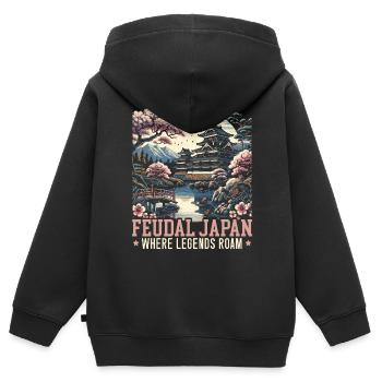 Feudales Japan Kultur Japanische Kanji Geschichte - Kinder Premium Organic Zip Hoodie - Schwarz - Hinten - AI Model Kid Male (0cm)