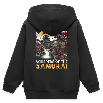 Culture féodale du Japon Histoire des kanji japonais - Sweat Premium à capuche zippé enfant bio - noir - Dos - AI Model Kid Male (0cm)
