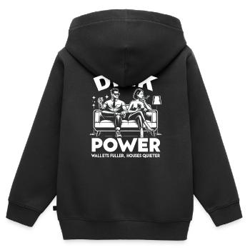 Doppeltes Einkommen Keine Kinder Ehe Ehepaar DINK - Kinder Premium Organic Zip Hoodie - Schwarz - Hinten - AI Model Kid Male (0cm)