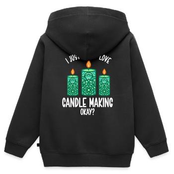 Fabricant de bougies Fabrication de bougies - Sweat Premium à capuche zippé enfant bio - noir - Dos - AI Model Kid Male (0cm)
