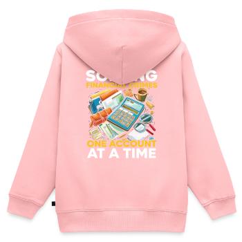 Juricomptable Profession Audit Comptabilité - Sweat Premium à capuche zippé enfant bio - rose - Dos - AI Model Kid Female (0cm)