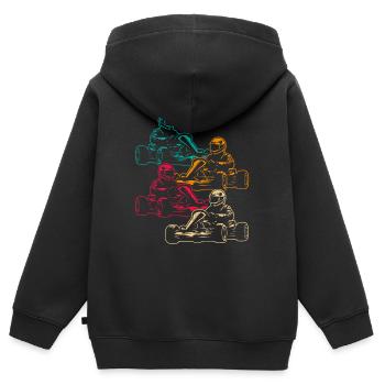 Go-Kart Motorsport Karts Hommes Garçons Kart Race - Sweat Premium à capuche zippé enfant bio - noir - Dos - AI Model Kid Male (0cm)
