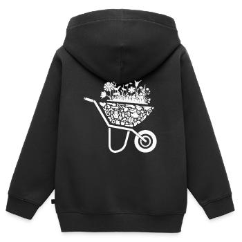 Jardinier Jardinier Amateur Dames Jardinier - Sweat Premium à capuche zippé enfant bio - noir - Dos - AI Model Kid Male (0cm)