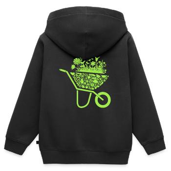 Jardinier, Fleuriste, Jardinier amateur, Jardinier, Dames - Sweat Premium à capuche zippé enfant bio - noir - Dos - AI Model Kid Male (0cm)